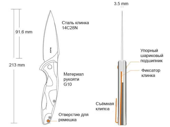 Схема ножа Ruike P105